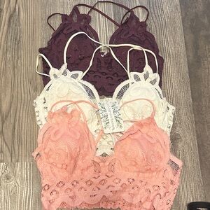 Lace Bralette Set - Cream, Pink, Purple